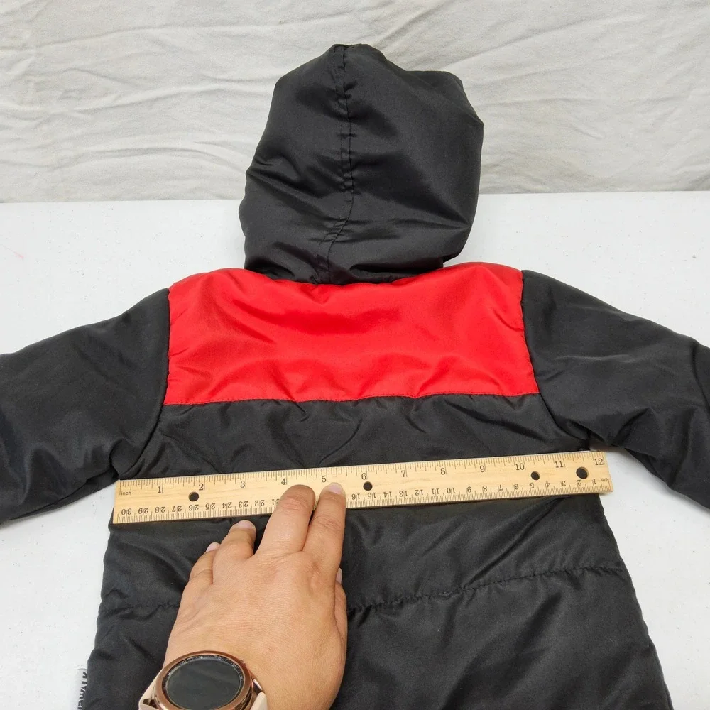 Airwalk Puffer Jacket Kids 3T Black Red Hooded‎ Insulated Full Zip Skater Coat